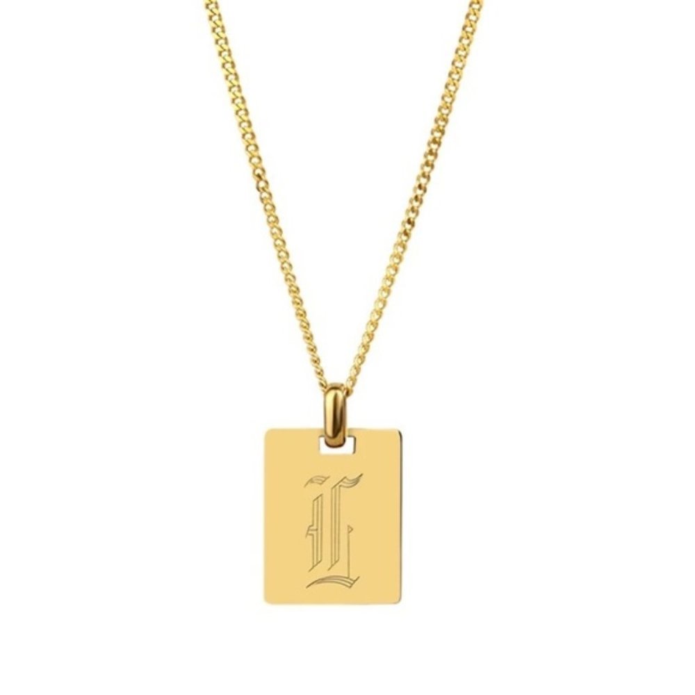 INITIAL Letter “L” Old English Pendant 18K Gold Plated Necklace